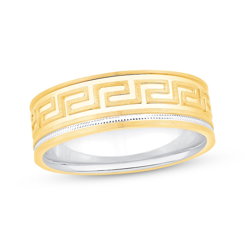 Main Image 1 of Men's Greek Key Pattern Ring 10K Two-Tone Gold
