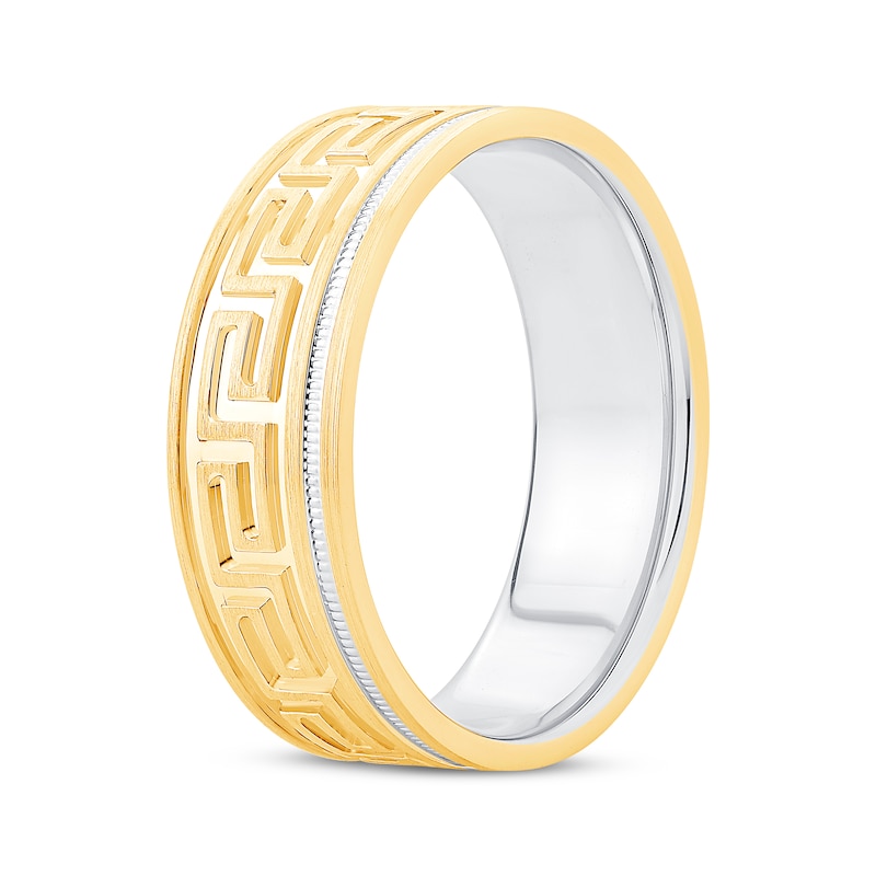 Main Image 2 of Men's Greek Key Pattern Ring 10K Two-Tone Gold
