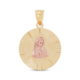 Diamond-Cut Virgin Mary Charm 14K Two-Tone Gold