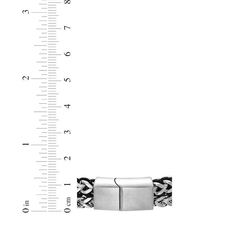 Main Image 4 of Foxtail Chain & Cord Bracelet Black Ion-Plated Solid Stainless Steel 9&quot;