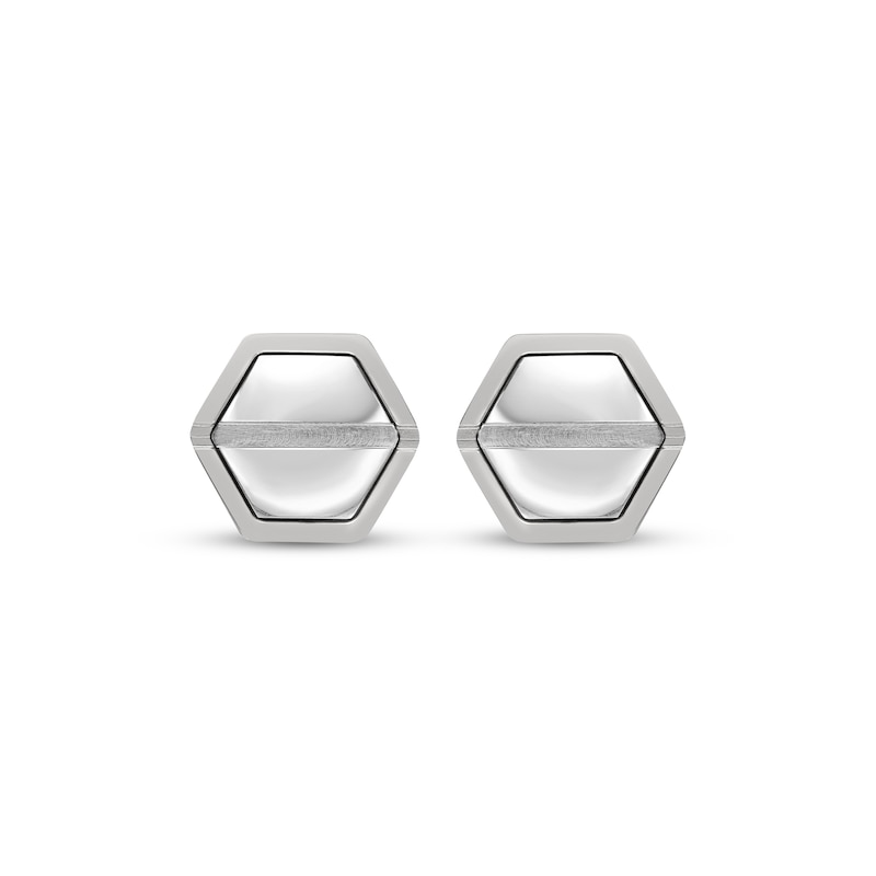Main Image 2 of Men's Hexagon Stud Earrings Stainless Steel