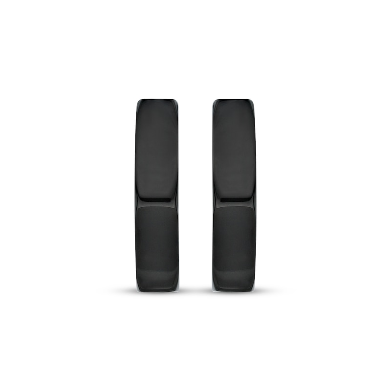 Main Image 2 of Men's Angled Hoop Earrings Black Ion-Plated Stainless Steel
