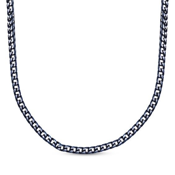 Foxtail Chain Necklace Blue Ion-Plated Solid Stainless Steel 24"