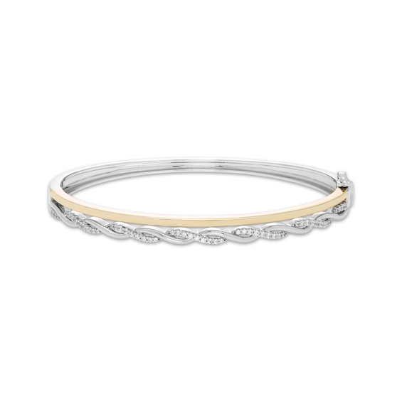 Diamond Two-Row Bangle Bracelet 3/8 ct tw Sterling Silver & 10K Yellow Gold