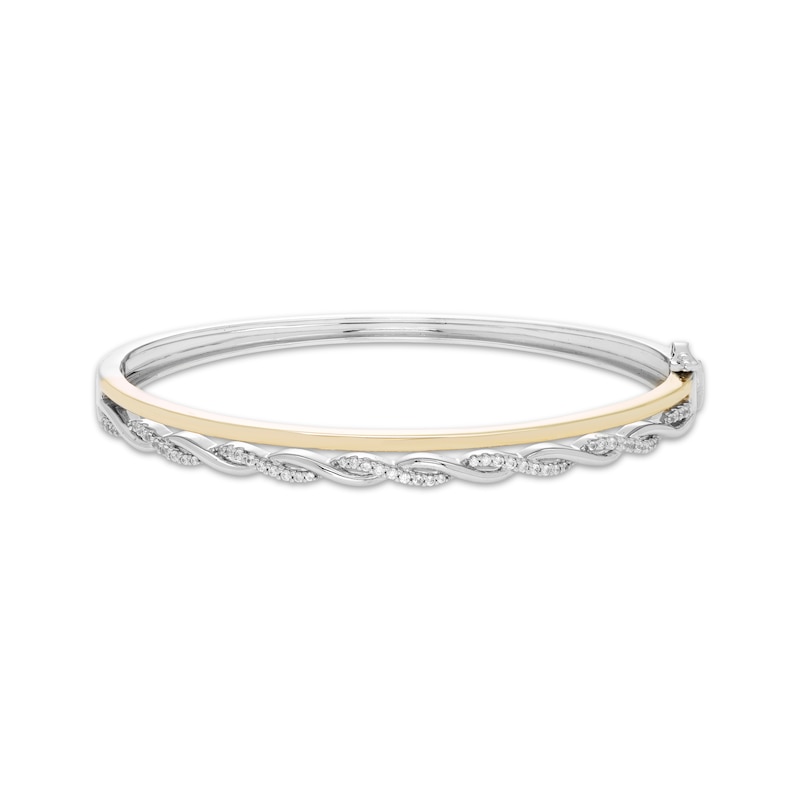 Main Image 1 of Diamond Two-Row Bangle Bracelet 3/8 ct tw Sterling Silver & 10K Yellow Gold