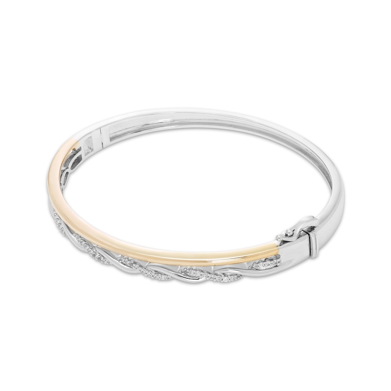 Main Image 2 of Diamond Two-Row Bangle Bracelet 3/8 ct tw Sterling Silver & 10K Yellow Gold