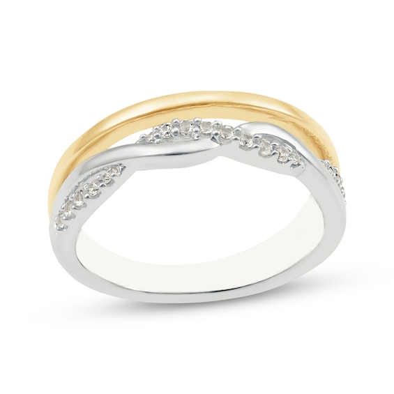 Diamond Two-Row Ring 1/8 ct tw Sterling Silver & 10K Yellow Gold