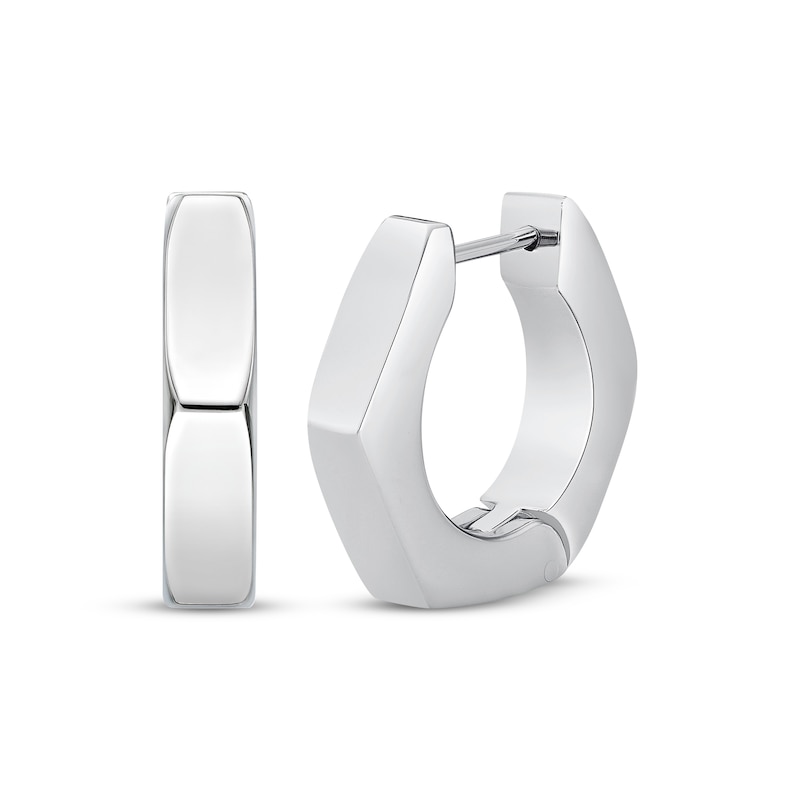Main Image 1 of Men's Angled Hoop Earrings Stainless Steel
