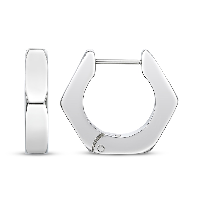 Men's Angled Hoop Earrings Stainless Steel