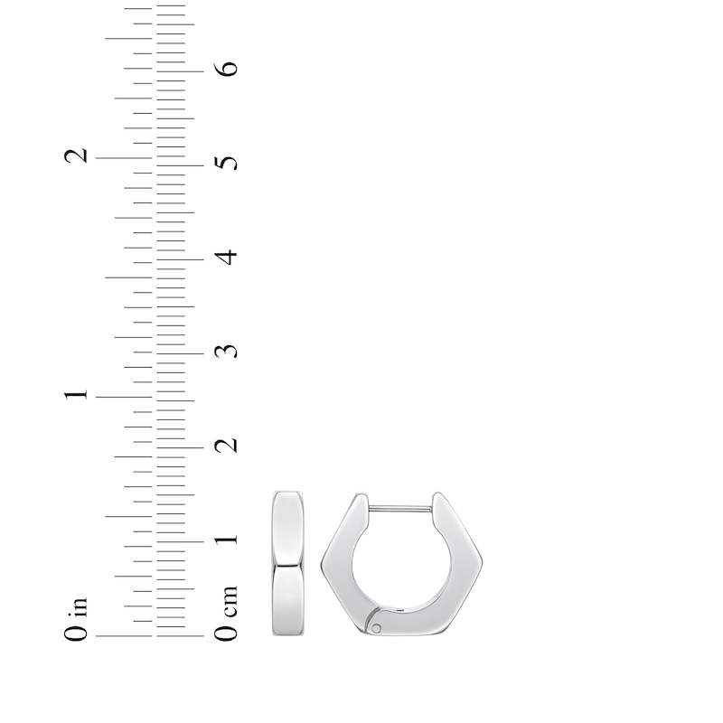 Main Image 4 of Men's Angled Hoop Earrings Stainless Steel