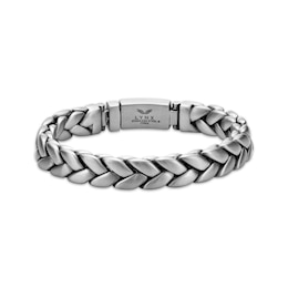 Woven Layered Bracelet 12mm Solid Stainless Steel with Black Ion Plating 9.25"