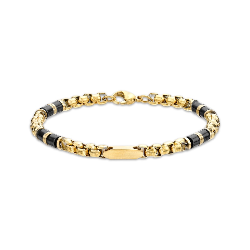 Solid Ceramic Link Bracelet Yellow Ion-Plated Stainless Steel 8.5"