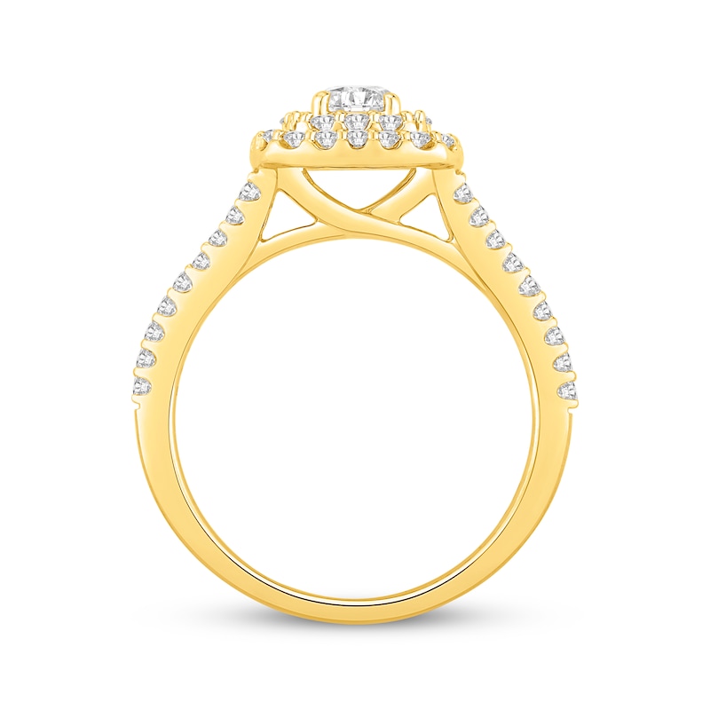 Main Image 3 of Now + Forever Lab-Grown Diamonds Round-Cut Double Halo Engagement Ring 1 ct tw 14K Yellow Gold