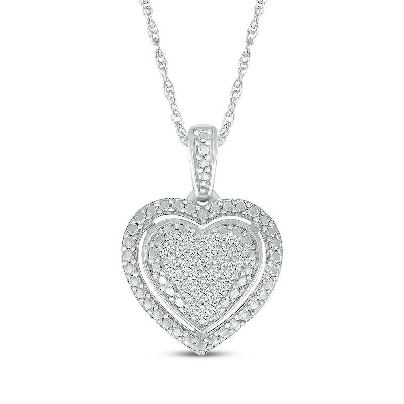 Diamond Heart Necklace & Stud Earrings Set 1/4 ct tw Sterling Silver