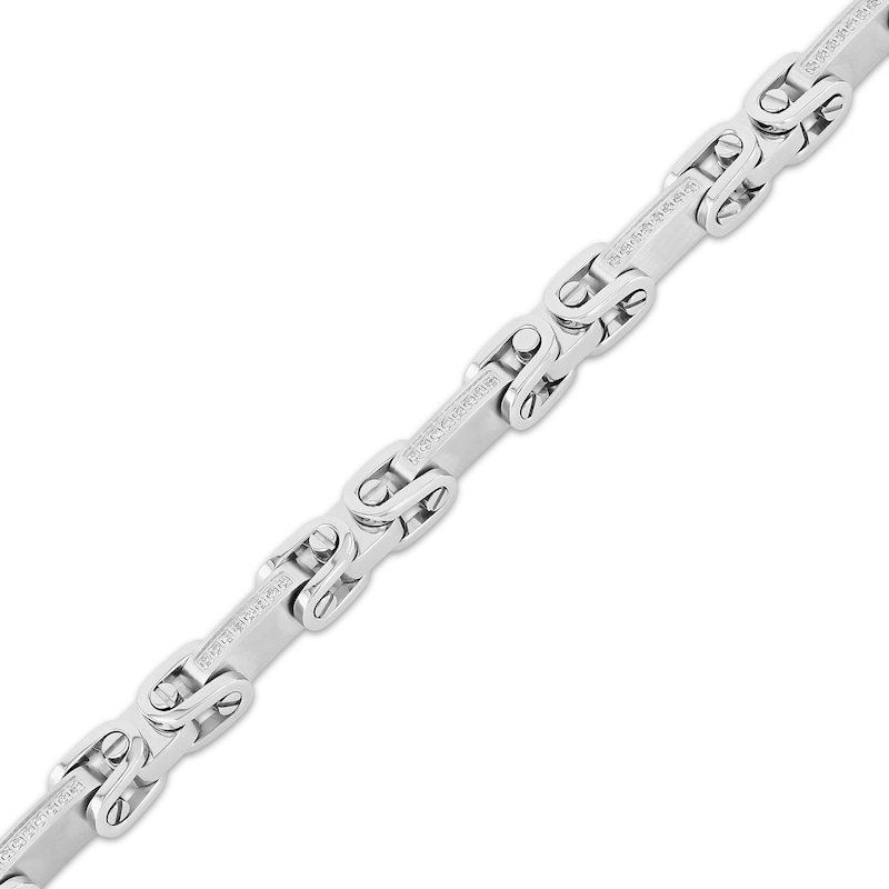 Main Image 2 of Men's Diamond Fashion Hardware Link Bracelet 1/4 ct tw Stainless Steel 8.5&quot;
