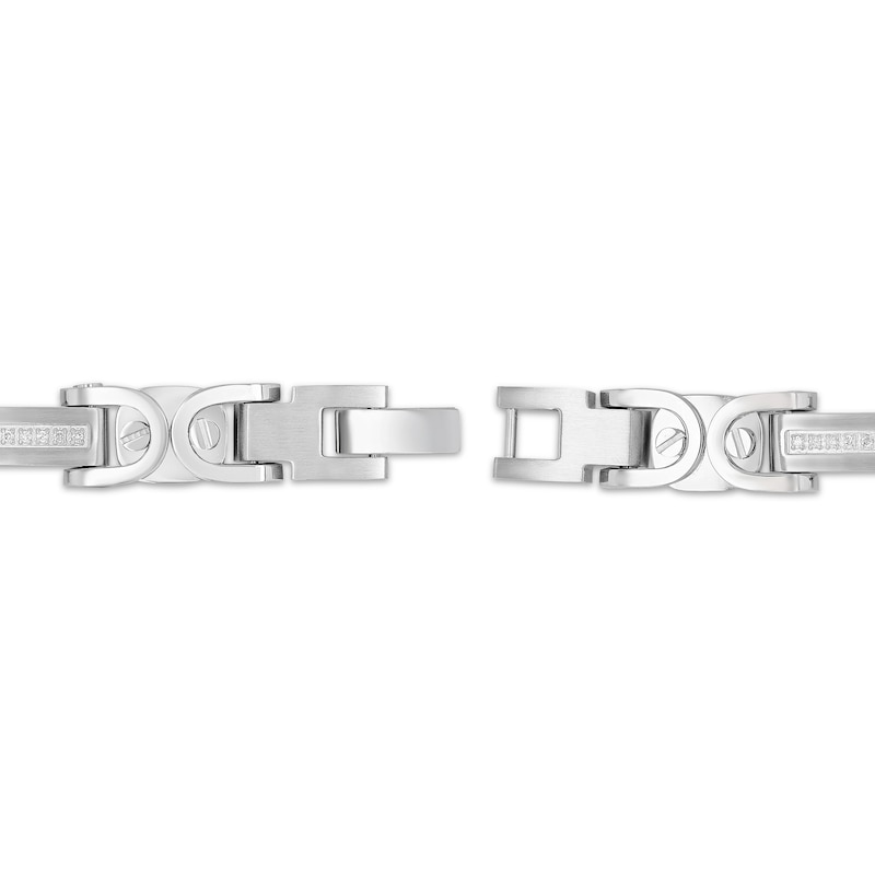 Main Image 3 of Men's Diamond Fashion Hardware Link Bracelet 1/4 ct tw Stainless Steel 8.5&quot;