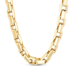 Pyramid Link Necklace 9mm Yellow Ion-Plated Solid Stainless Steel 24"