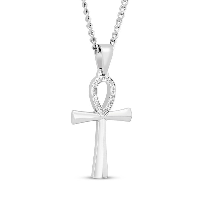 Main Image 2 of Diamond Ankh Necklace 1/10 ct tw Stainless Steel 24"