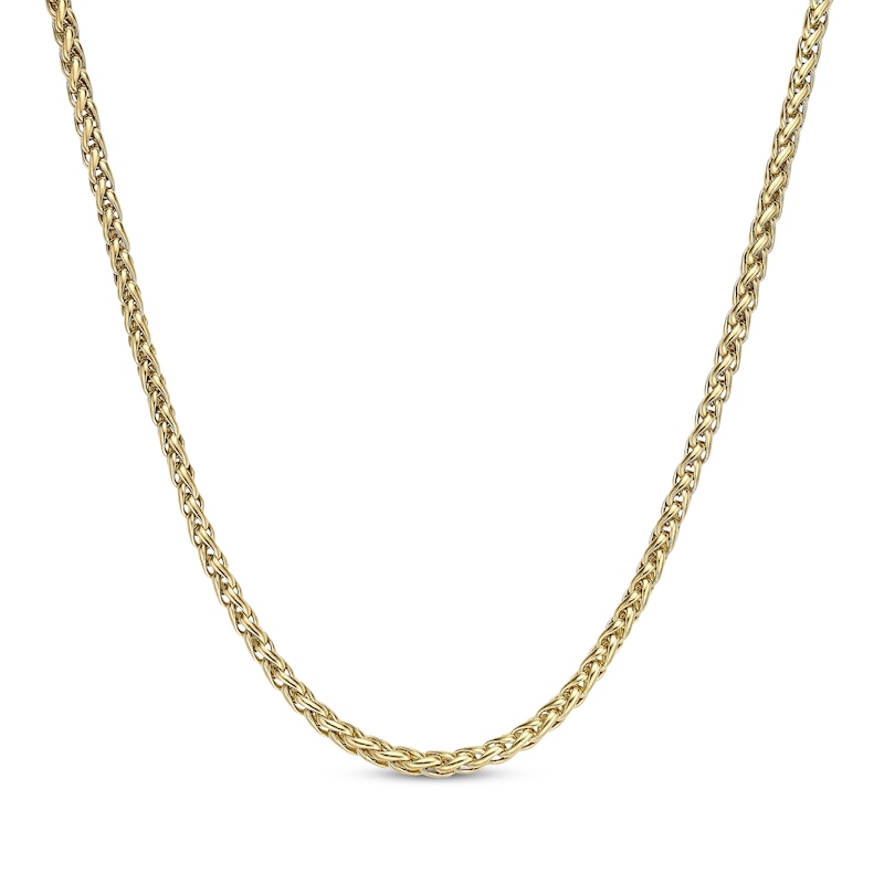 Solid Wheat Chain Necklace Yellow Ion-Plated Stainless Steel 18"