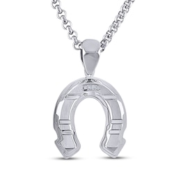 Men's Diamond Accent Horseshoe Necklace Stainless Steel 24"