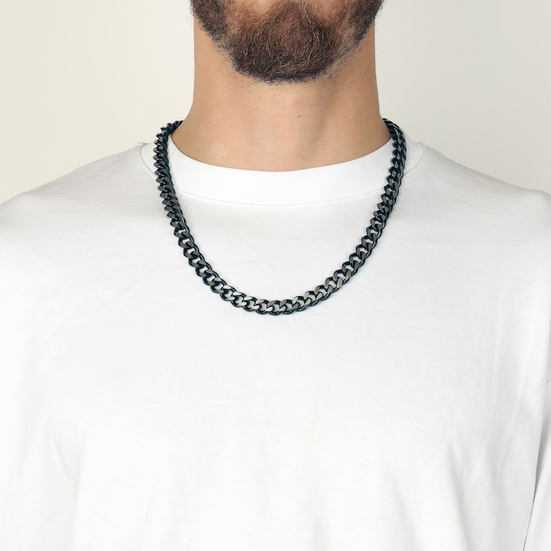 Main Image 4 of Curb Chain Necklace 11mm Black Ion-Plated Solid Stainless Steel 18&quot;