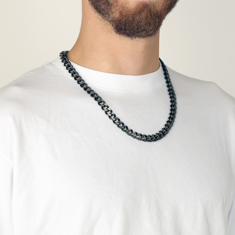 Main Image 4 of Curb Chain Necklace 11mm Black Ion-Plated Solid Stainless Steel 20&quot;