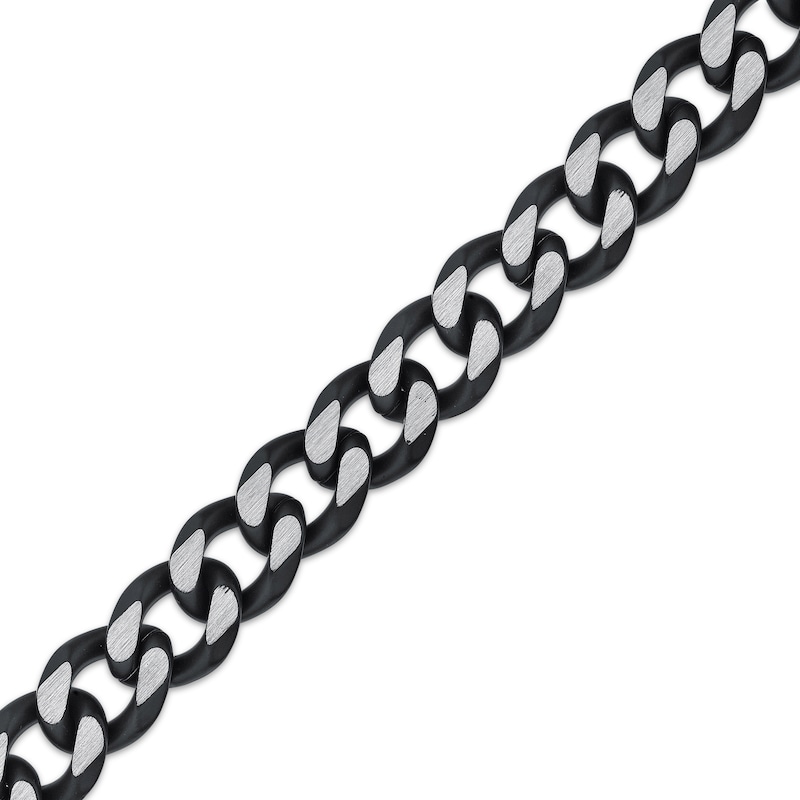 Solid Curb Chain Necklace 11mm Black Ion-Plated Stainless Steel 24"