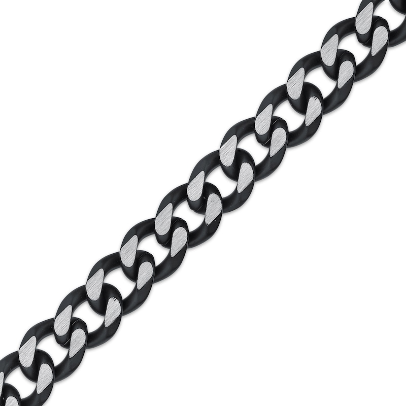 Main Image 2 of Curb Chain Necklace 11mm Black Ion-Plated Solid Stainless Steel 30&quot;