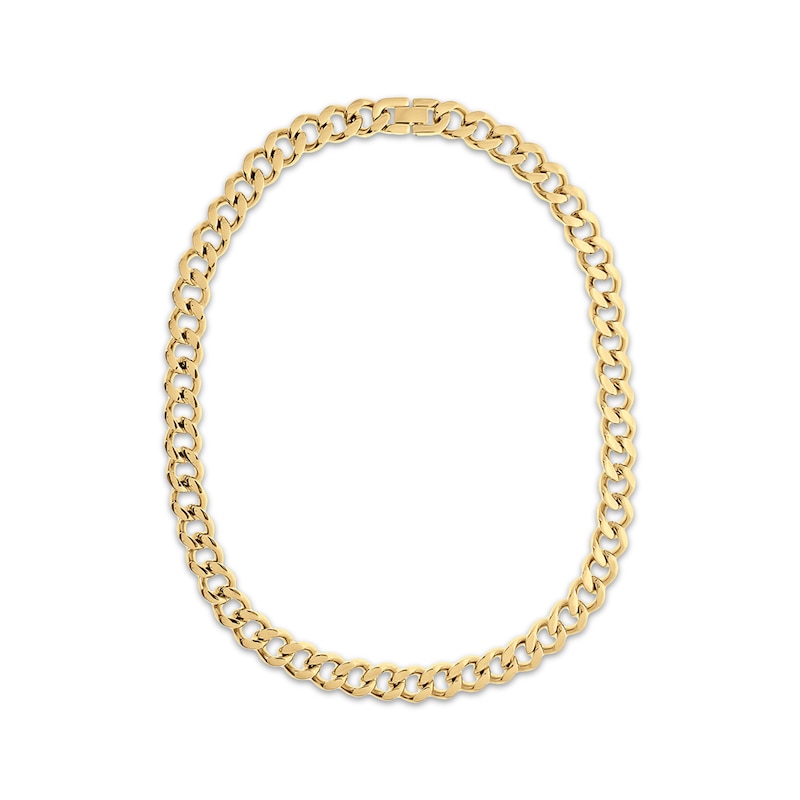 Main Image 2 of Curb Chain Necklace 11mm Yellow Ion-Plated Solid Stainless Steel 30"