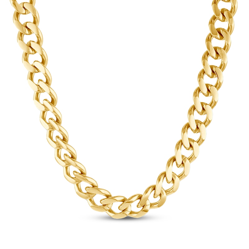 Solid Curb Chain Necklace 6mm Yellow Ion-Plated Stainless Steel 18"
