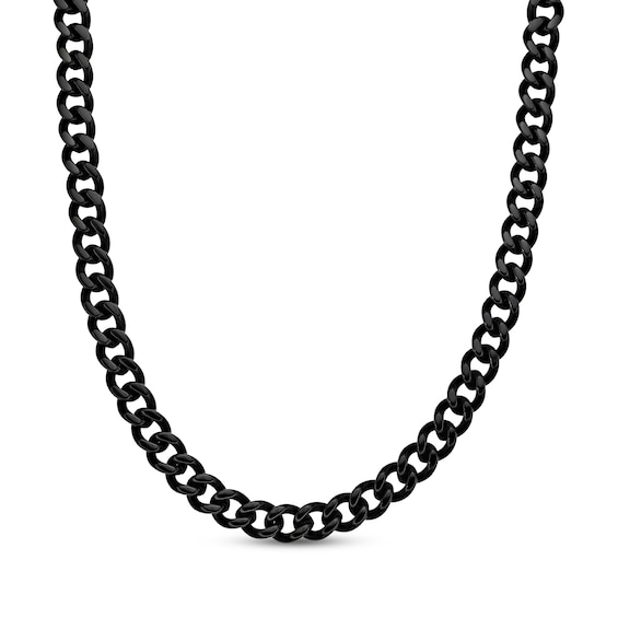 Solid Curb Chain Necklace 6mm Black Ion-Plated Stainless Steel 18"