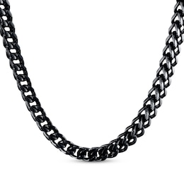 Foxtail Chain Necklace 6mm Black Ion-Plated Solid Stainless Steel 24"