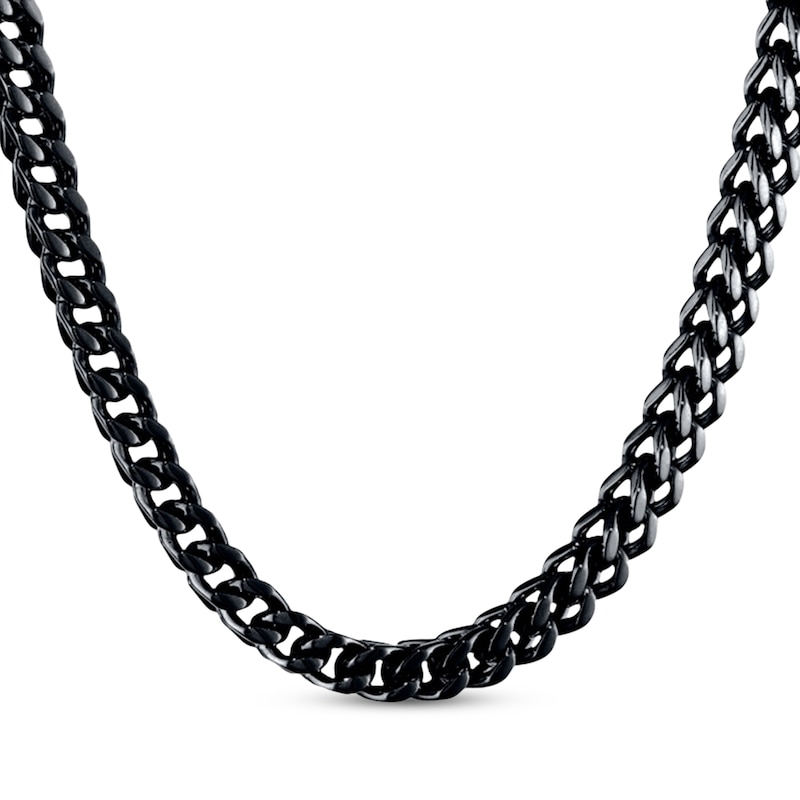 Main Image 1 of Foxtail Chain Necklace 6mm Black Ion-Plated Solid Stainless Steel 24"