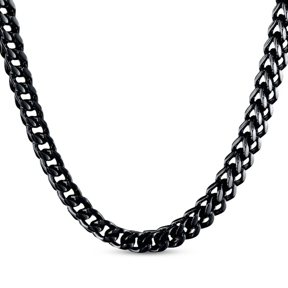 Foxtail Chain Necklace 6mm Black Ion-Plated Solid Stainless Steel 20"