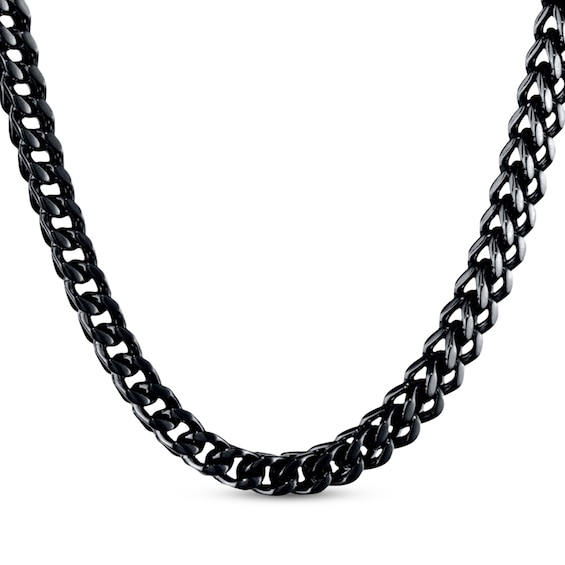 Foxtail Chain Necklace 6mm Black Ion-Plated Solid Stainless Steel 18"