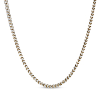 Semi-Solid Foxtail Chain Necklace 6mm Two-Tone Stainless Steel 24