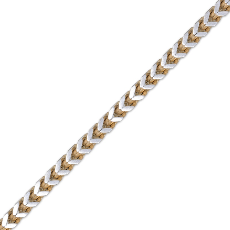 Solid Foxtail Chain Necklace 5mm Stainless Steel & Yellow Ion-Plating 18