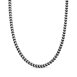 Foxtail Chain Necklace 5mm Black Ion-Plated Solid Stainless Steel 24"