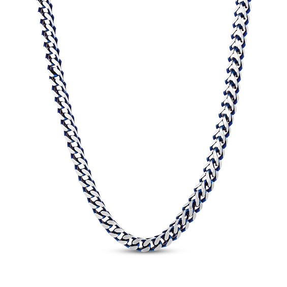 Foxtail Chain Necklace 5mm Solid Stainless Steel & Blue Ion-Plating 20"