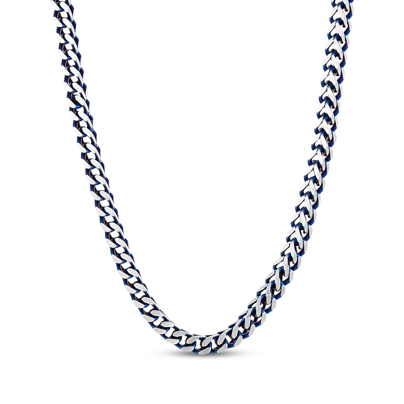 Main Image 1 of Foxtail Chain Necklace 5mm Solid Stainless Steel & Blue Ion-Plating 20&quot;