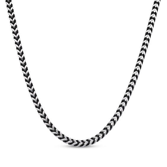 Foxtail Chain Necklace 4mm Solid Stainless Steel & Black Ion-Plating 30"
