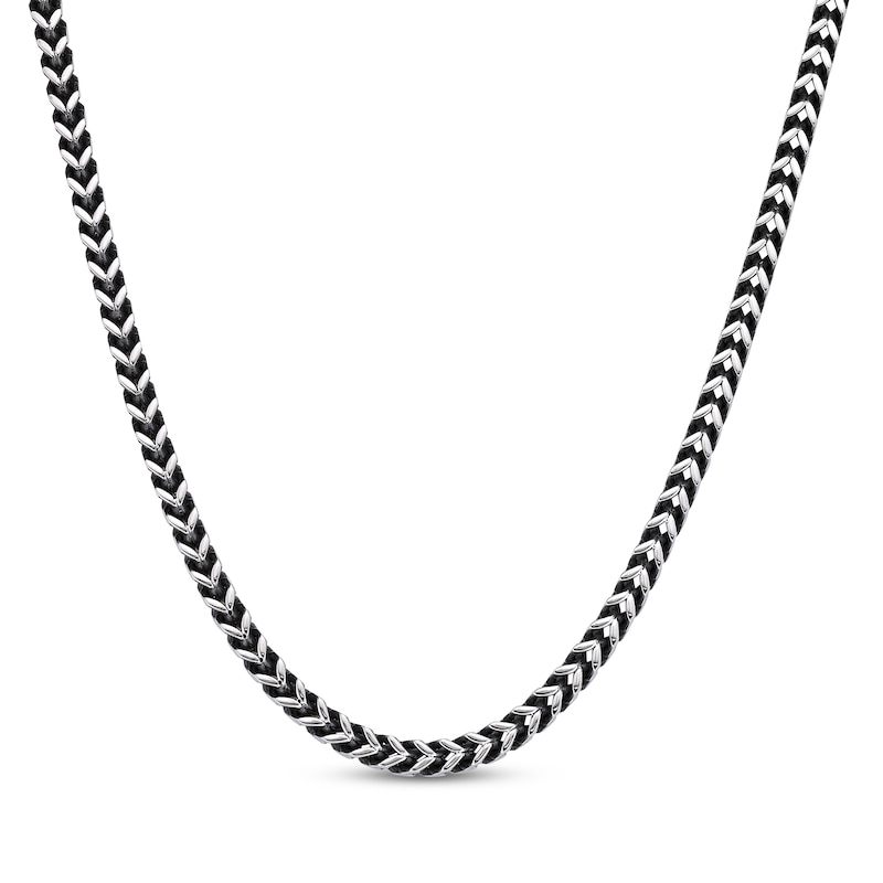 Main Image 1 of Foxtail Chain Necklace 4mm Solid Stainless Steel & Black Ion-Plating 20&quot;
