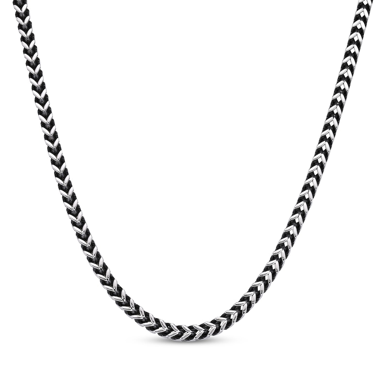 Main Image 1 of Foxtail Chain Necklace 4mm Solid Stainless Steel & Black Ion-Plating 18&quot;