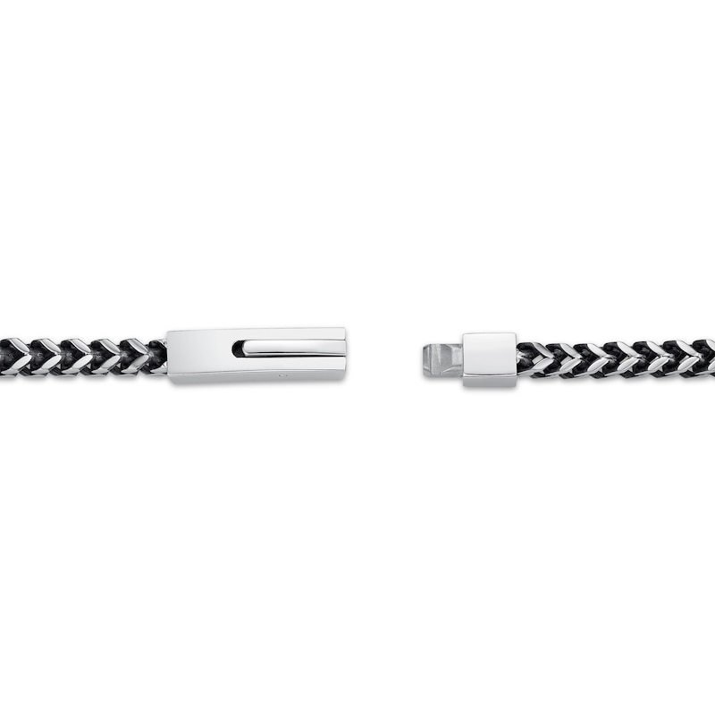 Main Image 3 of Foxtail Chain Necklace 4mm Solid Stainless Steel & Black Ion-Plating 18&quot;