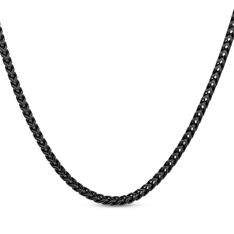 Solid Foxtail Chain Necklace 4mm Black Ion-Plated Stainless Steel 22"