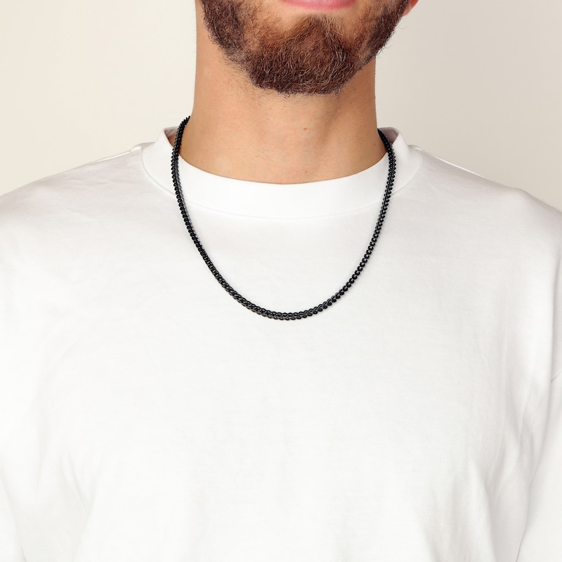 Main Image 4 of Foxtail Chain Necklace 4mm Black Ion-Plated Solid Stainless Steel 22&quot;