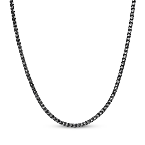 Solid Foxtail Chain Necklace 4mm Black Ion-Plated Stainless Steel 24"