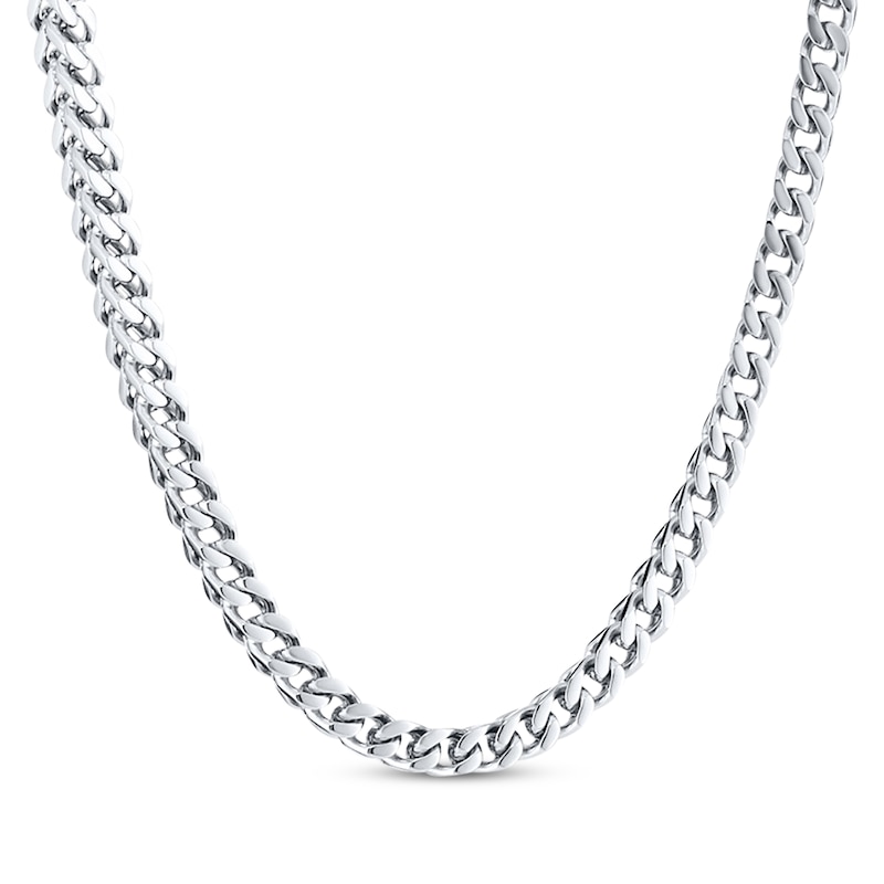 Solid Foxtail Chain Necklace 4mm Stainless Steel 24"