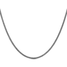 Curb Chain Necklace 2mm Black Ion-Plated Solid Stainless Steel 18"