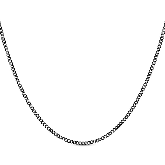 Curb Chain Necklace 2mm Black Ion-Plated Solid Stainless Steel 18"
